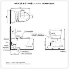 Bồn cầu nắp rửa điện tử TOTO CS986GW14