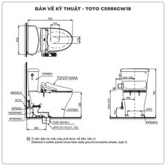 Bồn cầu nắp rửa điện tử TOTO CS986GW18