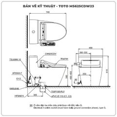Bồn cầu nắp rửa điện tử TOTO MS625CDW23