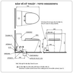 Bồn cầu nắp rửa điện tử TOTO MS625DW14