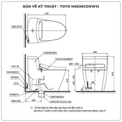 Bồn cầu nắp rửa điện tử TOTO MS636CDRW12