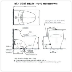 Bồn cầu nắp rửa điện tử TOTO MS823DRW11
