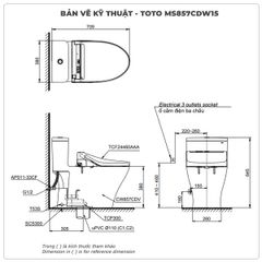 Bồn cầu nắp rửa điện tử TOTO MS857CDW15