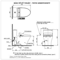 Bồn cầu nắp rửa điện tử TOTO MS857CDW17