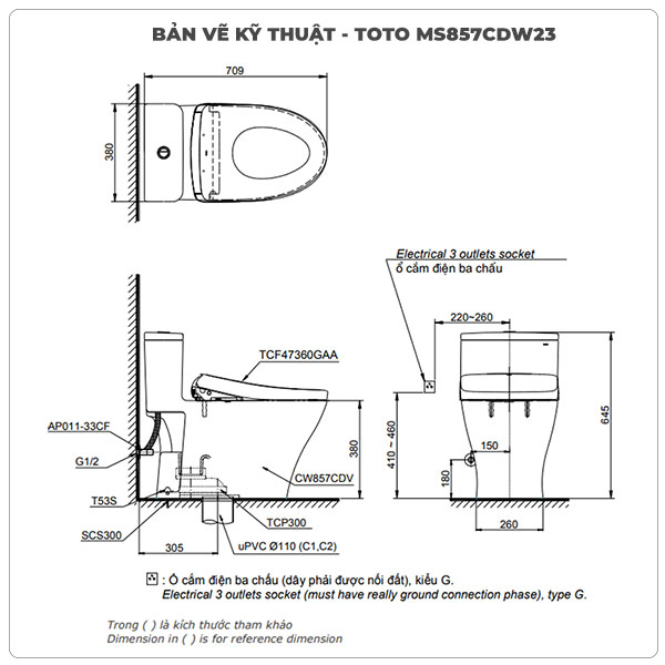 Bồn cầu nắp rửa điện tử TOTO MS857CDW23