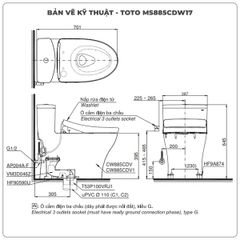 Bồn cầu nắp rửa điện tử TOTO MS885CDW17