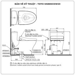 Bồn cầu nắp rửa điện tử TOTO MS885CDW23