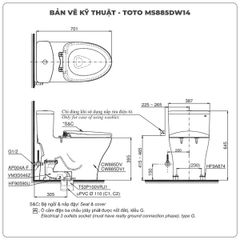 Bồn cầu nắp rửa điện tử TOTO MS885DW14