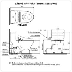 Bồn cầu nắp rửa điện tử TOTO MS885DW16