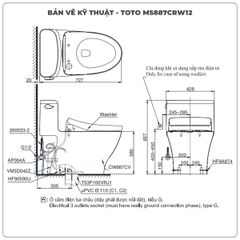 Bồn cầu nắp rửa điện tử TOTO MS887CRW12