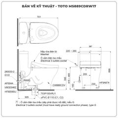 Bồn cầu nắp rửa điện tử TOTO MS889CDRW17