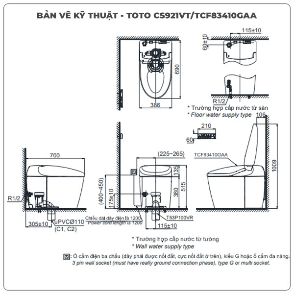 Bồn cầu NEOREST RS TOTO CS921VT/TCF83410GAA/T53P100VR