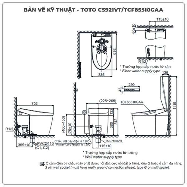 Bồn cầu NEOREST AS TOTO CS921VT/TCF85510GAA/T53P100VR
