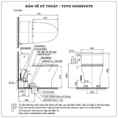 Bồn cầu TOTO 1 khối MS188VKT8 (Nắp TC600VS)