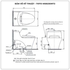 Bồn cầu TOTO 1 khối MS823DRT2 (Nắp TC393VS)