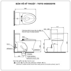 Bồn cầu TOTO 1 khối MS855DT8 (Nắp TC600VS)