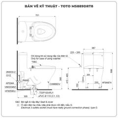 Bồn cầu TOTO 1 khối MS889DRT8 (Nắp TC600VS)