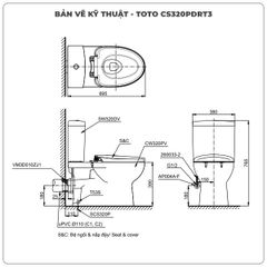Bồn cầu TOTO 2 khối CS320PDRT3 (Nắp TC385VS)