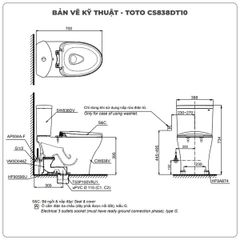 Bồn cầu TOTO 2 khối CS838DT10 (nắp TC395VS)