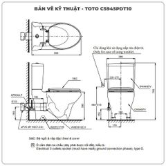 Bồn cầu TOTO 2 khối CS945PDT10