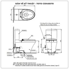 Bồn cầu TOTO 2 khối CS948DT8 (Nắp TC600VS)