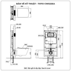 Bồn cầu treo tường TOTO CW522EA/TCF804C2Z/WH172AAT/MB171M nắp điện tử