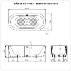 Bồn tắm đặt sàn TOTO FBYN1716CPTE gang tráng men