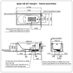 Bồn tắm xây TOTO PAY1710V