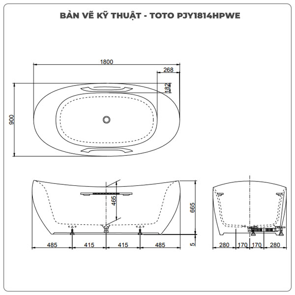 Bồn tắm đặt sàn TOTO PJY1814HPWE