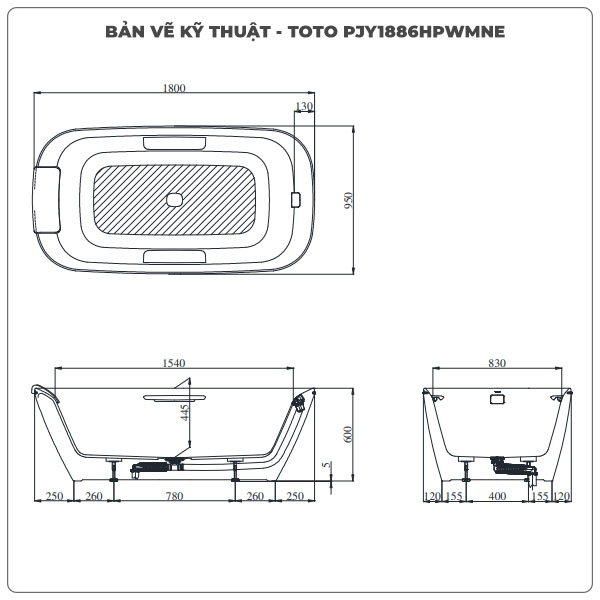 Bồn tắm đặt sàn Noerest TOTO PJY1886HPWMNE