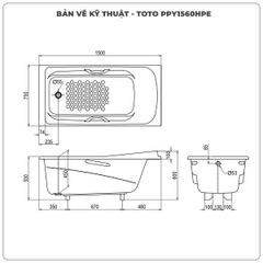 Bồn tắm xây TOTO PPY1560HPE
