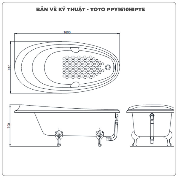 Bồn tắm đặt sàn TOTO PPY1610HIPTE
