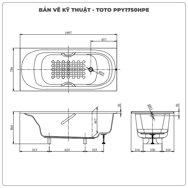 Bồn tắm xây TOTO PPY1750HPE