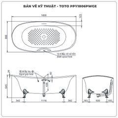 Bồn tắm đặt sàn TOTO PPY1806PWGE#P ngọc trai