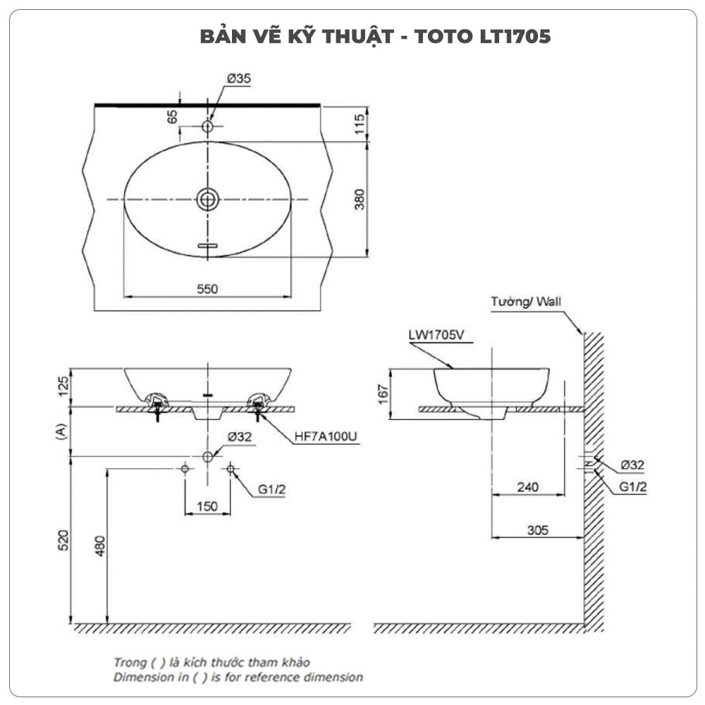 Chậu rửa mặt lavabo đặt bàn TOTO LT1705