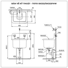 Lavabo treo tường TOTO SK322/SK322F
