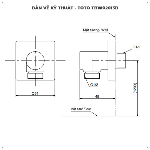 Cút nối tường TOTO TBW02013B