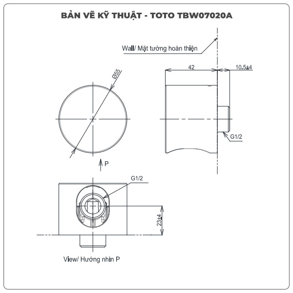 Cút nối tường TOTO TBW07020A