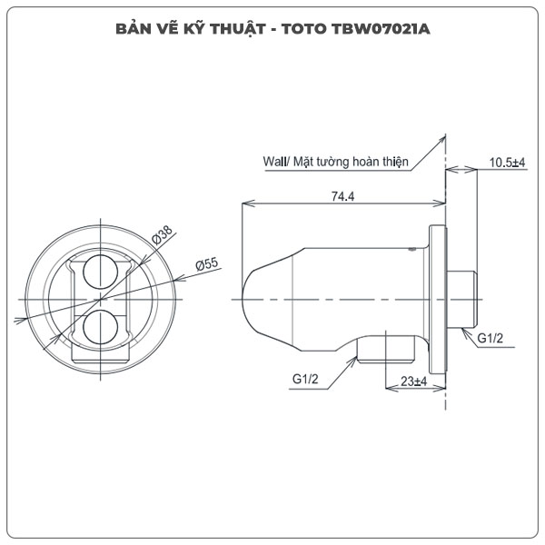 Cút nối tường TOTO TBW07021A