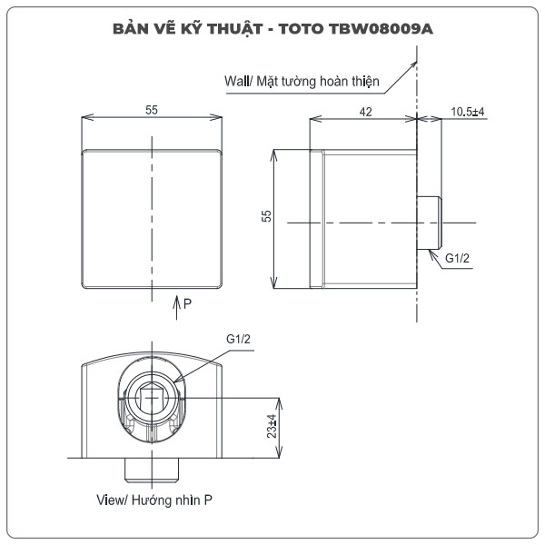 Cút nối tường TOTO TBW08009A