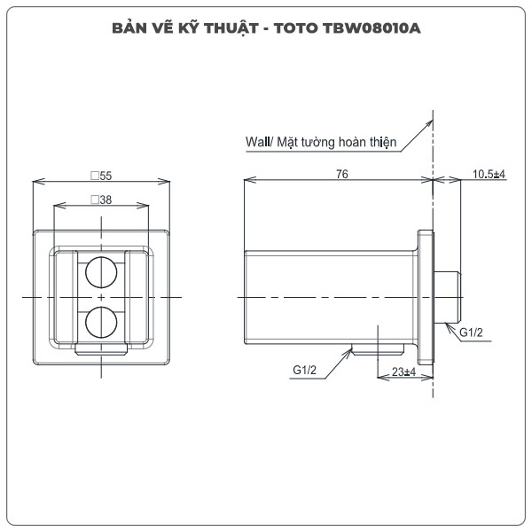 Cút nối tường TOTO TBW08010A