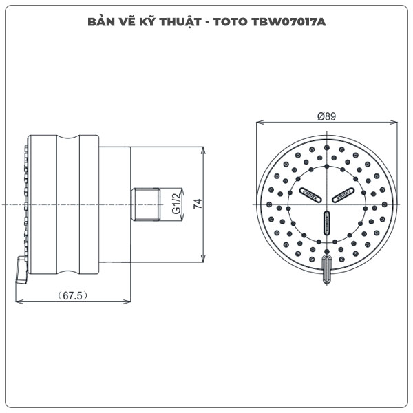 Đầu phun sen âm tường TOTO TBW07017A (2 chế độ)