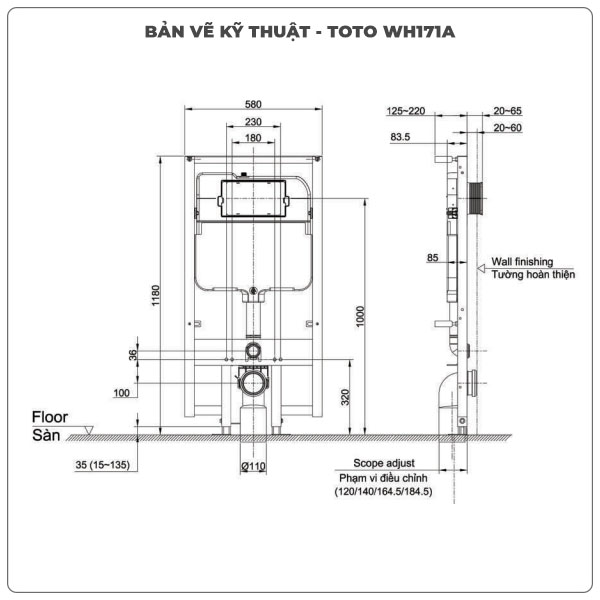 Két nước âm tường TOTO WH171A