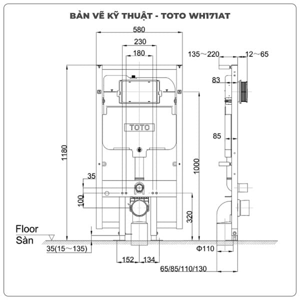 Két nước âm tường TOTO WH172AT
