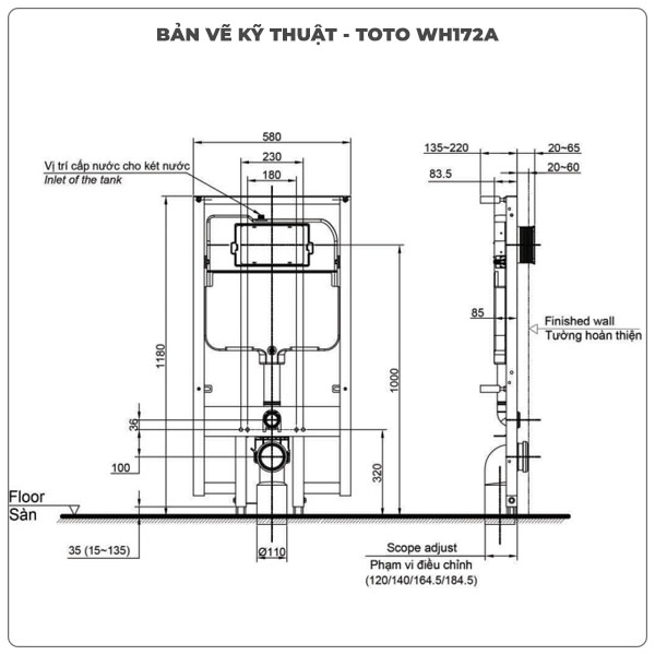 Két nước âm tường TOTO WH172A