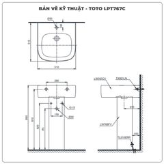 Chậu rửa mặt lavabo treo tường TOTO LPT767C