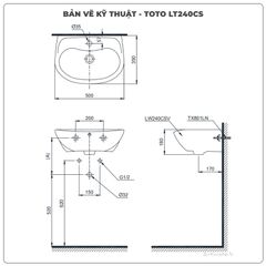 Chậu rửa mặt lavabo treo tường TOTO LT240CS