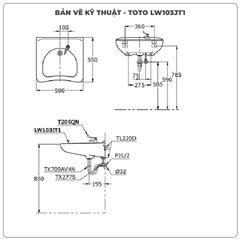 Chậu rửa mặt lavabo treo tường TOTO LW103JT1#W