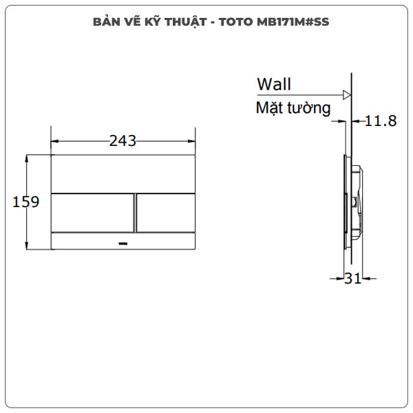 Mặt nạ xả nhấn TOTO MB171M#SS