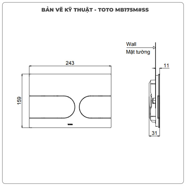 Mặt nạ xả nhấn TOTO MB175M#SS